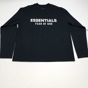 Essentials Fear of God Classic Fit Long Sleeve T-Shirt Vintage Black Big Logo S